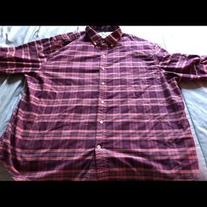 Mens IZOD burgundy plaid button up long sleeve 2xl